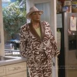 Glodine’s brown printed suit on The Upshaws