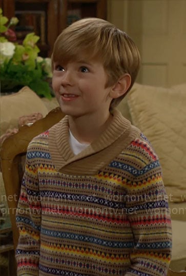 Harrison’s fair isle print sweater on The Young and the Restless