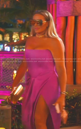 Heather’s purple strapless dress on The Real Housewives of Salt Lake City