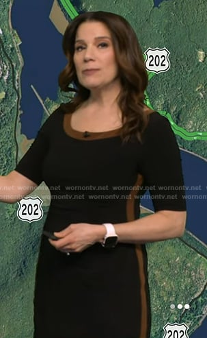 Heather’s black contrast trim dress on Good Morning America