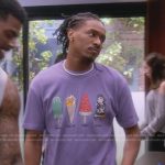 Hector’s purple ice cream print tee on The Upshaws