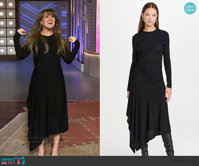 Helmut Lang Black Protection Maxi Dress worn by Kelly Clarkson on The Kelly Clarkson Show