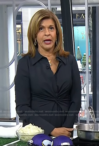 Hoda’s navy twist front shirtdress on Today