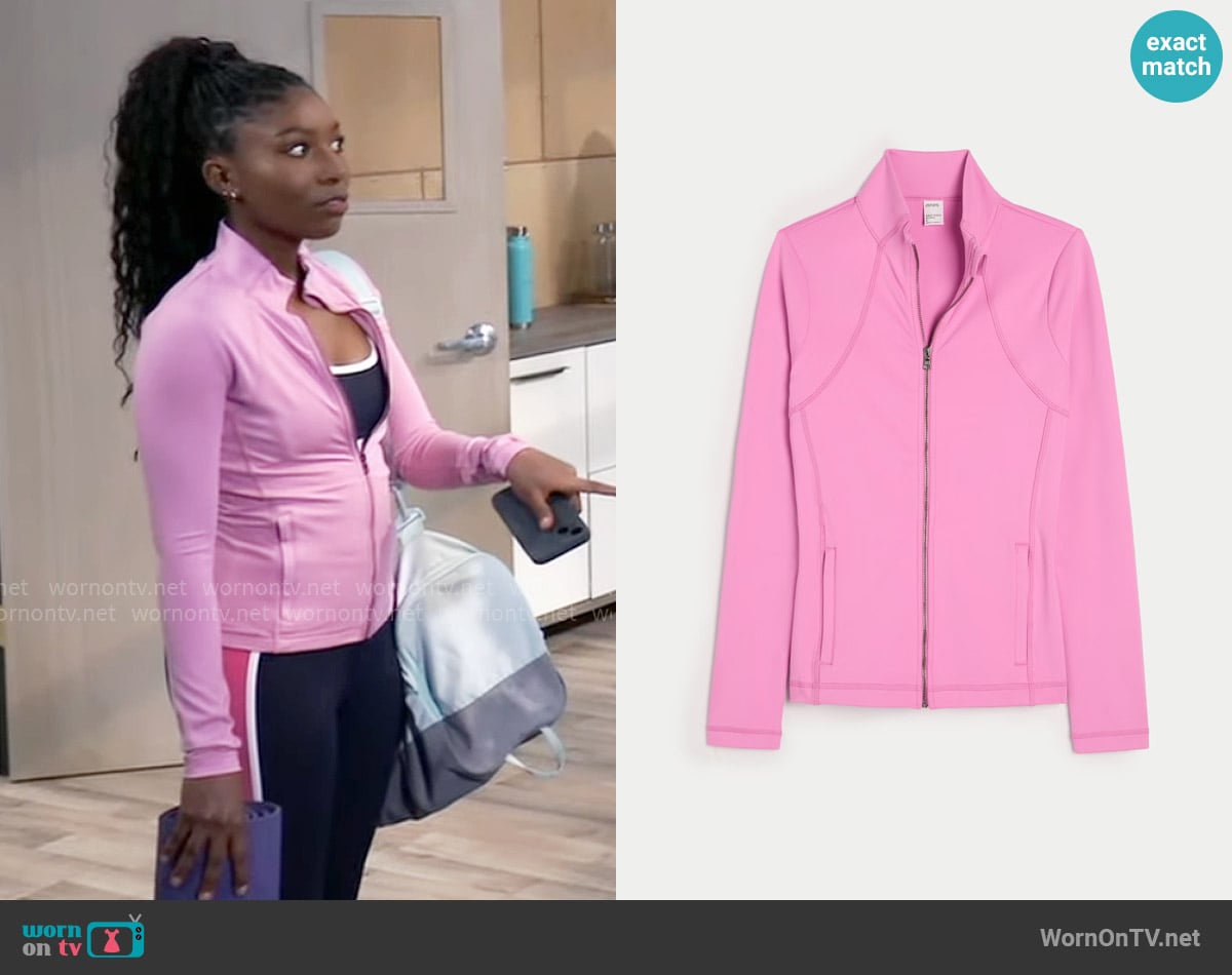 Hollister Gilly Hicks Active Recharge Zip-Up Jacket in Pink worn by Trina Robinson (Tabyana Ali) on General Hospital