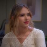 Holly’s white embroidered henley top on Days of our Lives