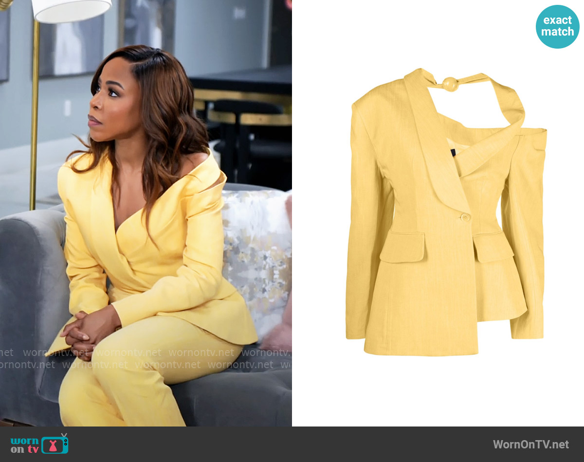 Jacquemus Baska Asymmetric Blazer worn by Andrea Barnes (Kj Smith) on Tyler Perrys Sistas