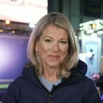 Janis’s navy diagonal padded jacket on Today