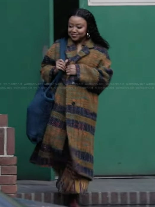 Janine’s plaid coat on Abbott Elementary