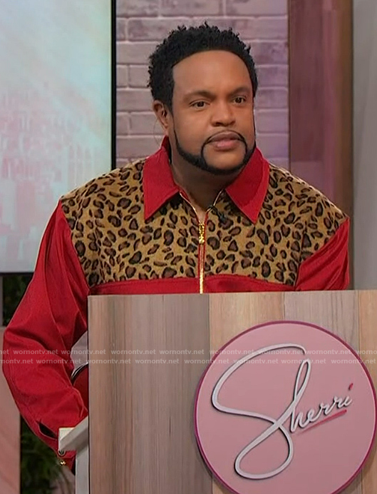 Jawn’s red leopard denim jacket on Sherri