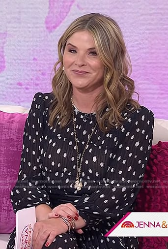 Jenna’s black polka dot pleated dress on Today
