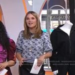 Jenna’s blue floral puff sleeve sweater and leather skirt on Today