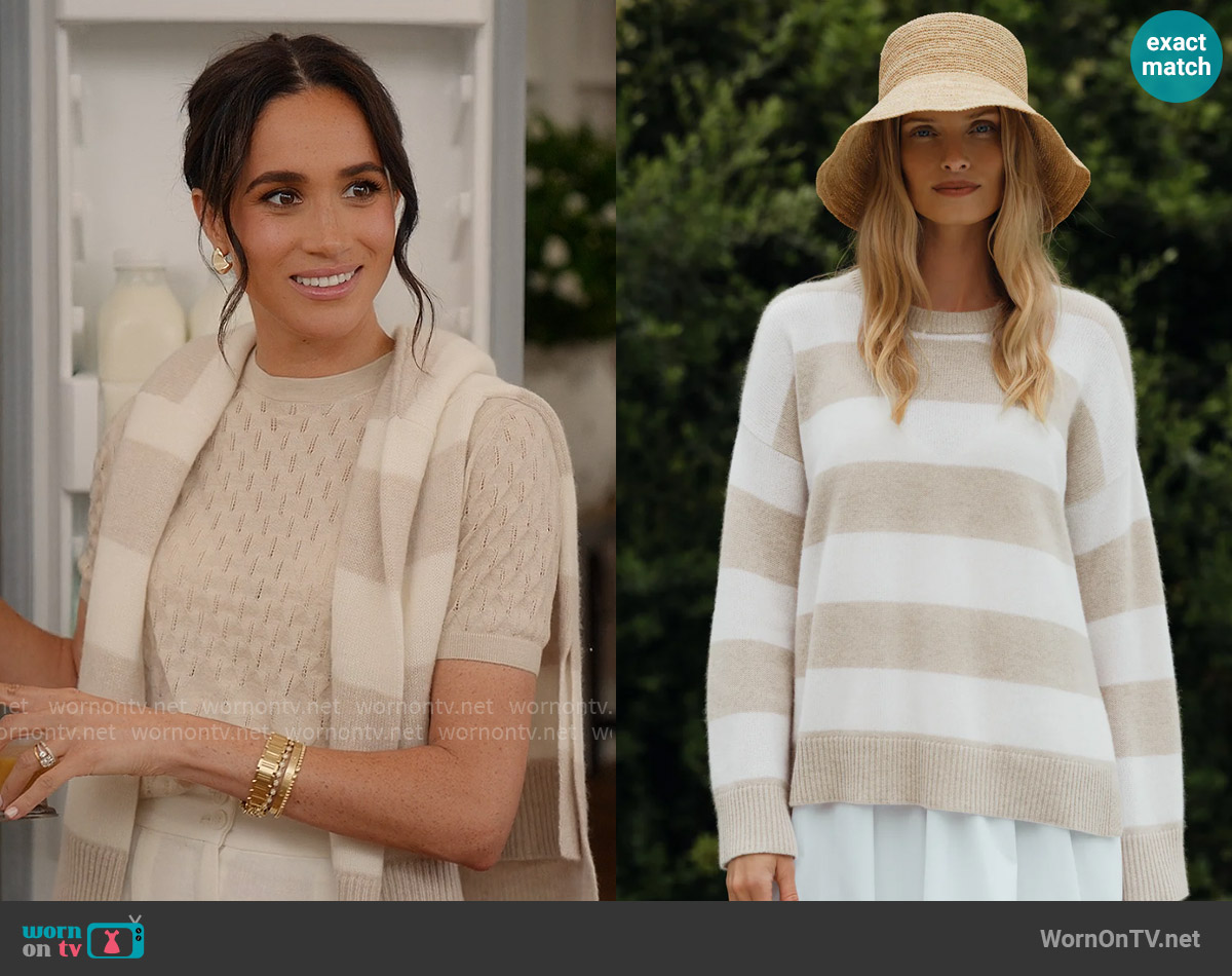 Zara Linen Blend Pleated Pants worn by Meghan Markle on With Love Meghan