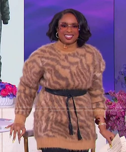 Jennifer’s leopard print cashmere dress on The Jennifer Hudson Show