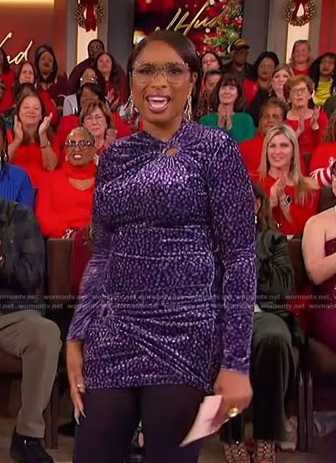 Jennifer’s purple ring detail dress on The Jennifer Hudson Show