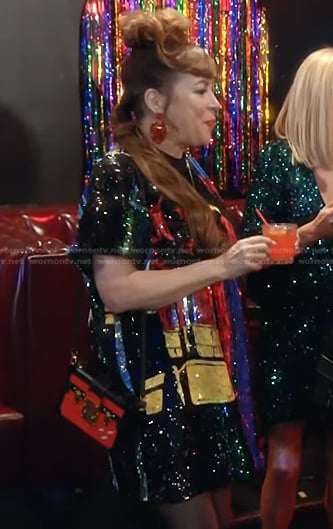 Jennifer’s sequin print t-shirt dress on The Real Housewives of Beverly Hills