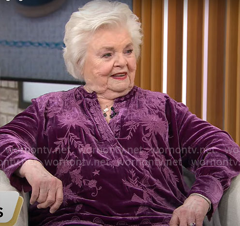 June Squibb’s purple velvet top on CBS Mornings