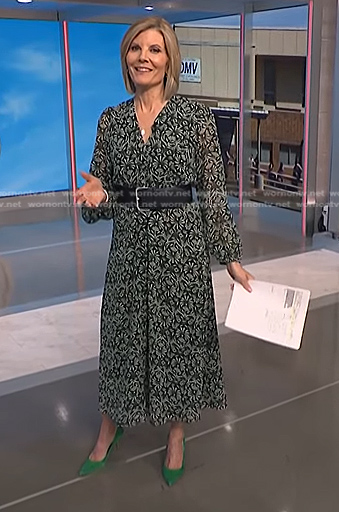 Kate’s green floral long sleeve dress on NBC News Daily