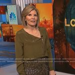 Kate’s khaki zip front blouse and leopard skirt on NBC News Daily