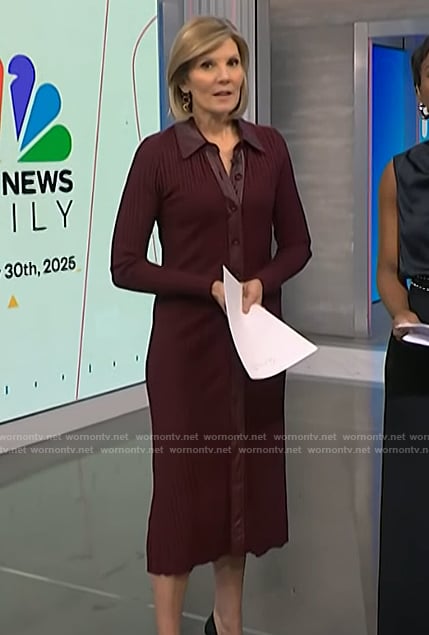 Kate’s burgundy leather trim dress on NBC News Daily