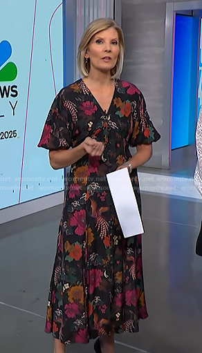 Kate’s black bird and floral print dress on NBC News Daily