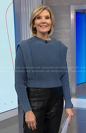Kate’s blue button shoulder knit sweater on NBC News Daily