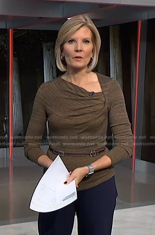 Kate’s brown asymmetric neck top on NBC News Daily