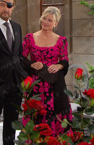 Kayla’s pink floral embroidered dress on Days of our Lives