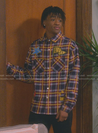 Kelvin’s plaid patch shirt on The Upshaws