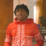 Kelvin’s red print onesie on The Upshaws