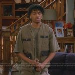 Kelvin green padded vest and printed shorts on The Upshaws