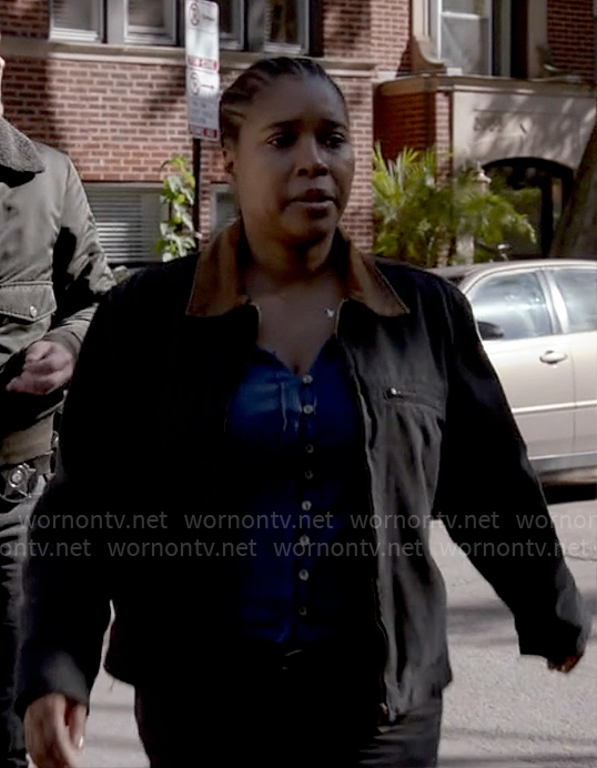 Kiana’s jacket with tan collar on Chicago PD