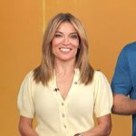 Kit’s yellow cardigan and jeans on Access Hollywood