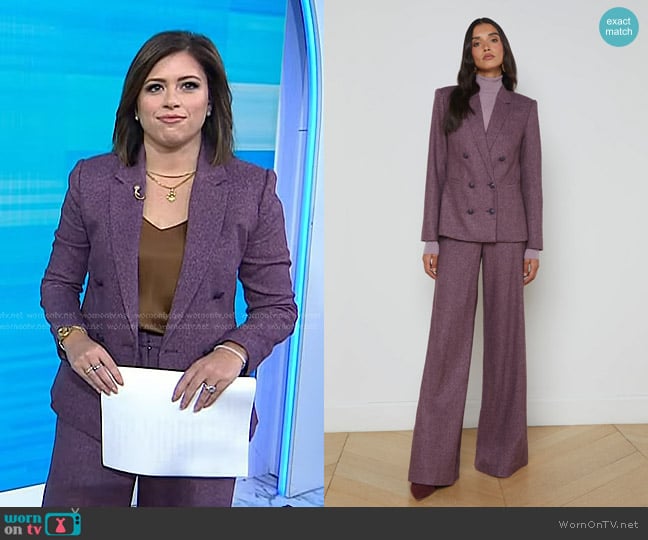L'Agence Colin Wool Blazer in Deep Plum Multi Chevron worn by Chloe Melas on Today