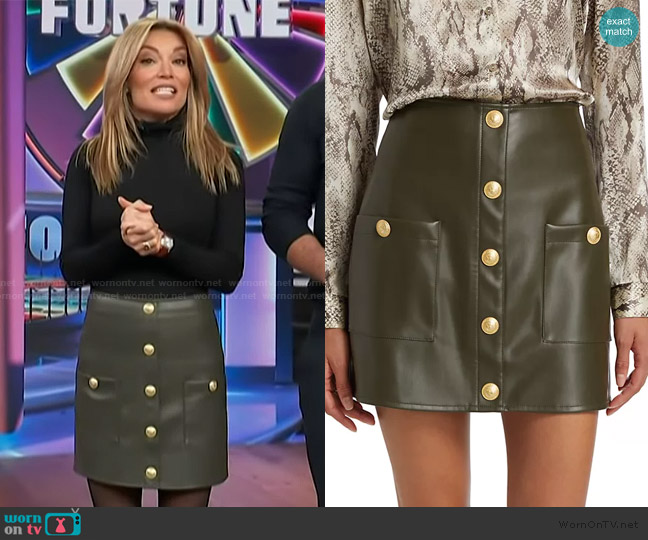 L'Agence Truman Faux Leather Miniskirt worn by Kit Hoover on Access Hollywood
