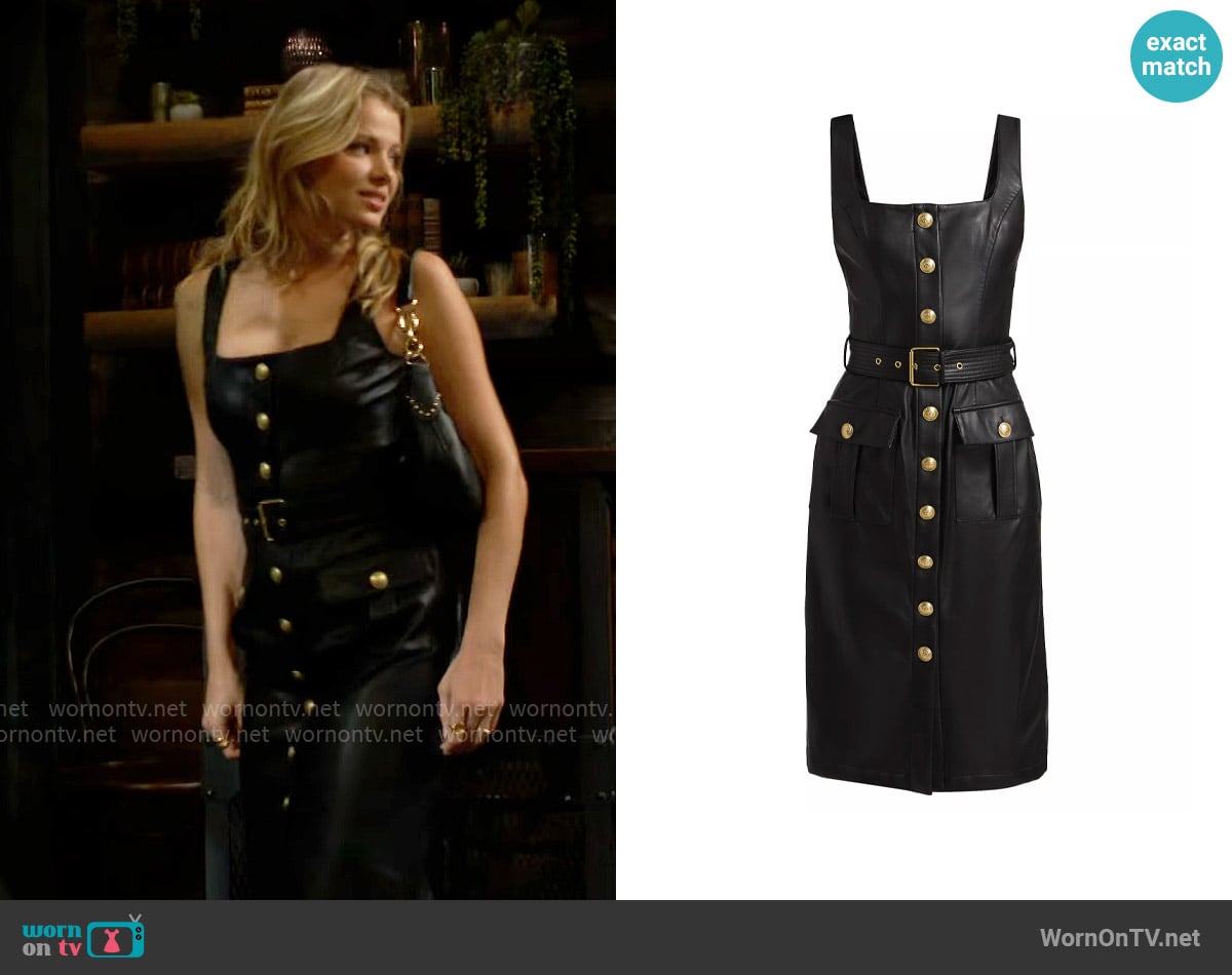 L'Agence Idy Faux Leather Dress worn by Summer Newman (Allison Lanier) on The Young and the Restless