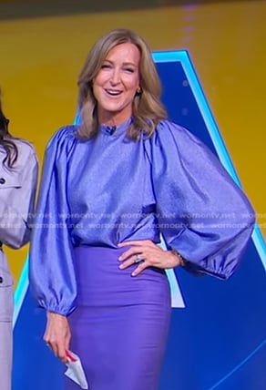 Lara’s lilac balloon sleeve top on Good Morning America