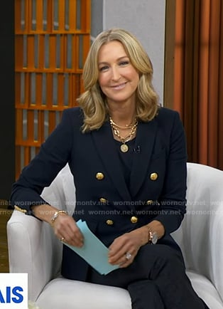 Lara’s navy double breasted blazer on Good Morning America