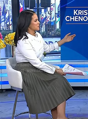 Laura’s army green pleated skirt on Today