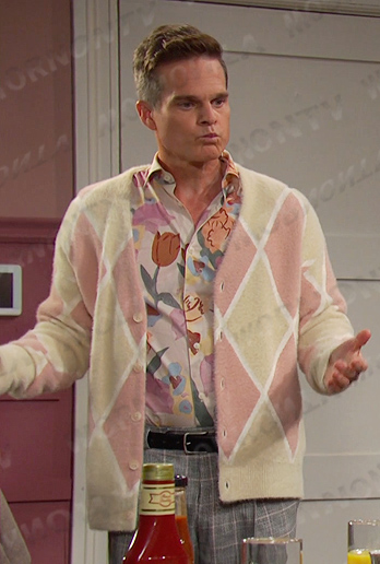 Leo’s floral print shirt and argyle cardigan on Days of our Lives