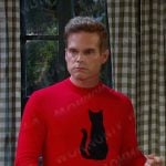 Leo’s red cat print sweater on Days of our Lives
