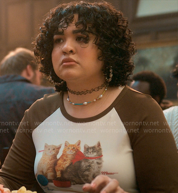 Lila’s kitten top on The Sex Lives of College Girls