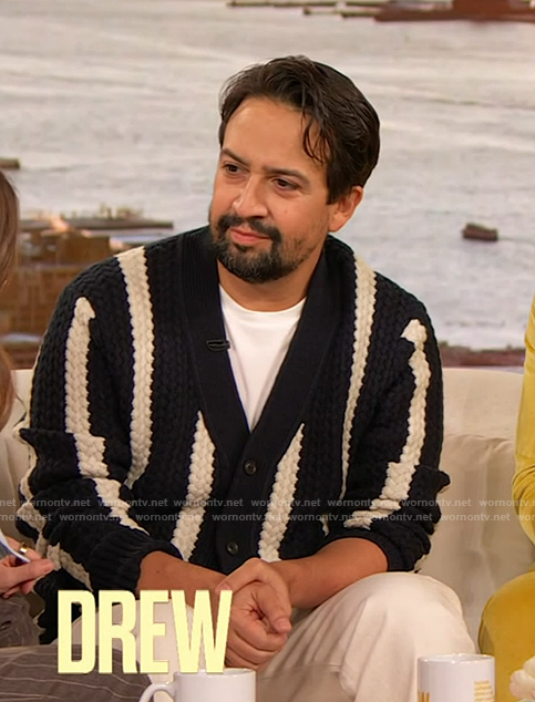Lin-Manuel Miranda’s striped cardigan on The Drew Barrymore Show