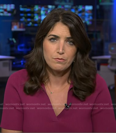 Liz’s raspberry pink ribbed polo top on Today
