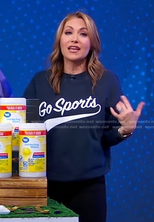 Lori’s navy Go Sports sweatshirt on Good Morning America