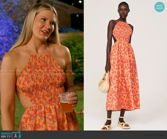Louna Floral Smocked Midi Dress worn by Molly O’Connell on Southern Charm