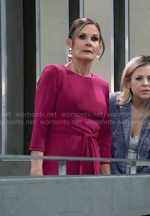 Lucy’s magenta pink tie waist dress on General Hospital