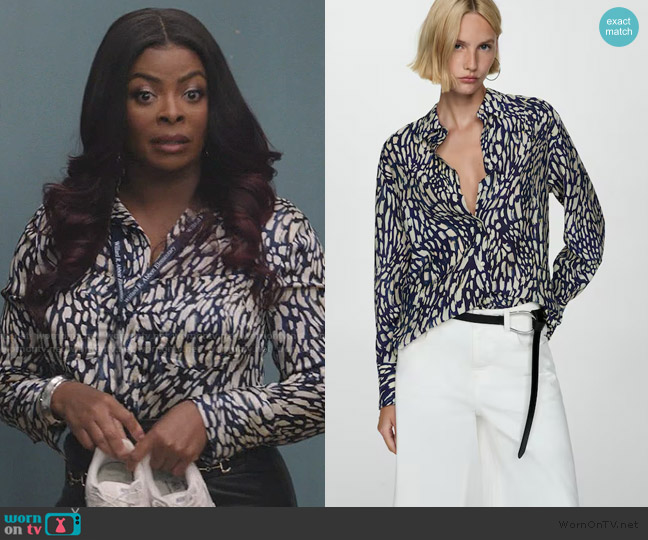 Mango Lyocell Printed Shirt worn by Ava Coleman (Janelle James) on Abbott Elementary
