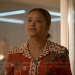 Marion’s red floral and snake print blouse on Will Trent