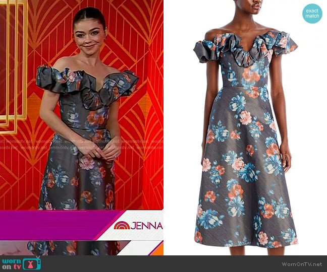 Markarian Giada Floral Off The Shoulder Dress worn by Sarah Hyland on Today