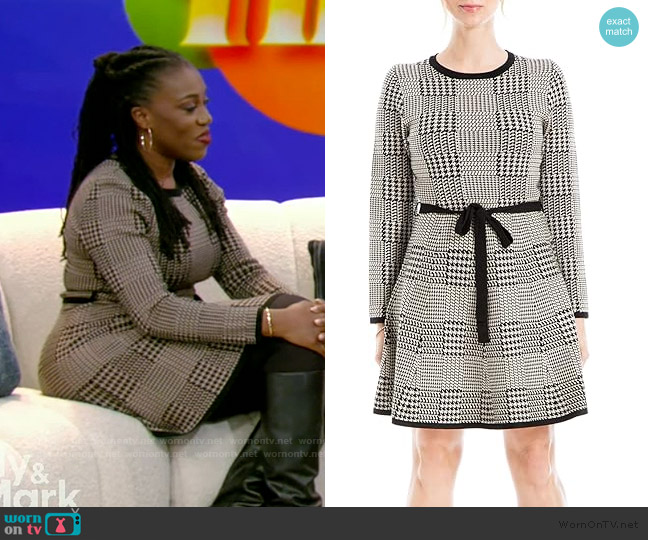 Max Studio Knit Jacquard Dress worn by Tiffany Aliche on Live with Kelly and Mark